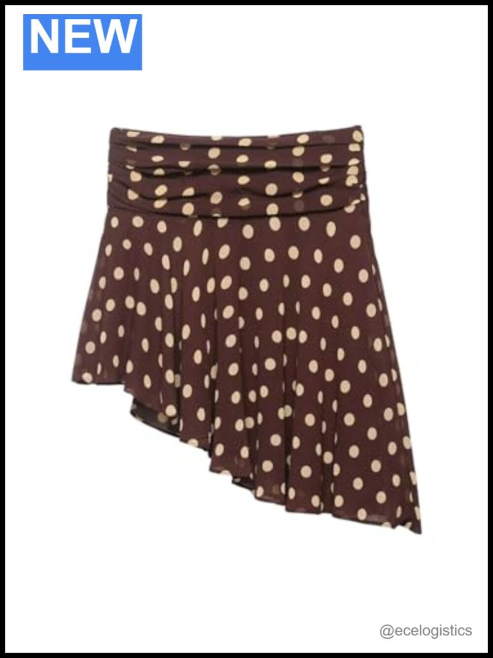 Y2K Ruched Asymmetrical Polka Dot Mesh Mini Skirt